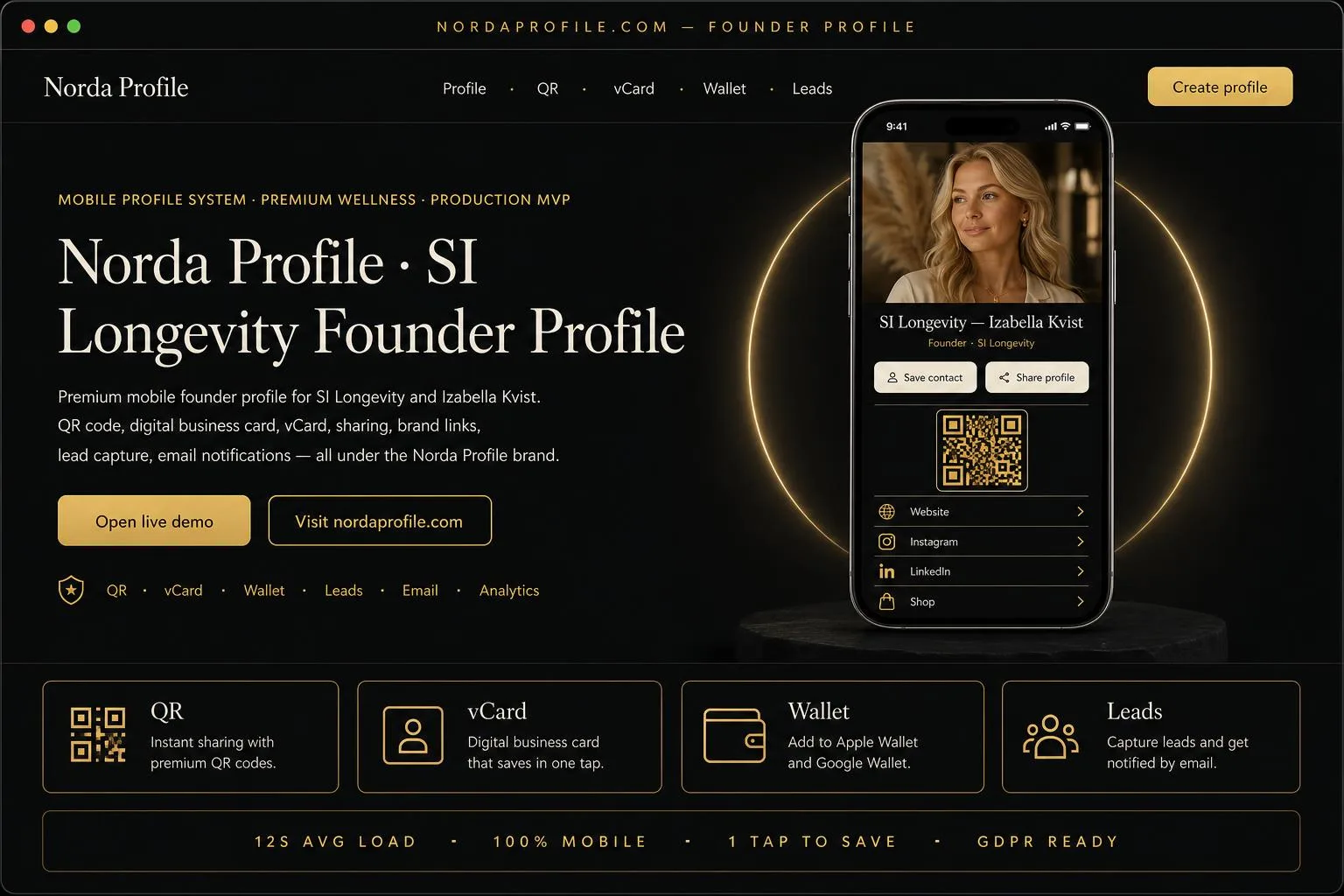 Norda Profile · SI Longevity Founder Profile — pulpit