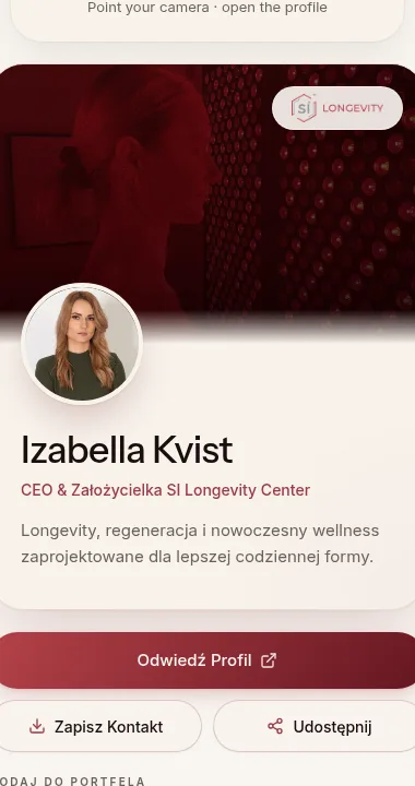 Digital wizytówka Izabella Kvist — nordaprofile.com/si-longevity